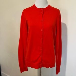 J. Crew Caryn long sleeve bright red orange stretch cotton cardigan